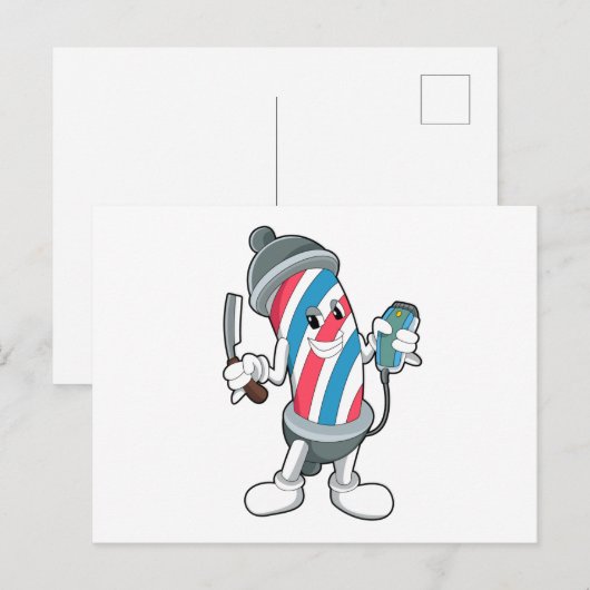 Kan als kapper met scheermes briefkaart (Voorkant / Achterkant)