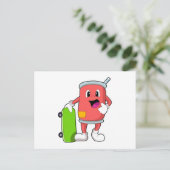 Kan als schaatser met skateboard briefkaart (Staand voorkant)