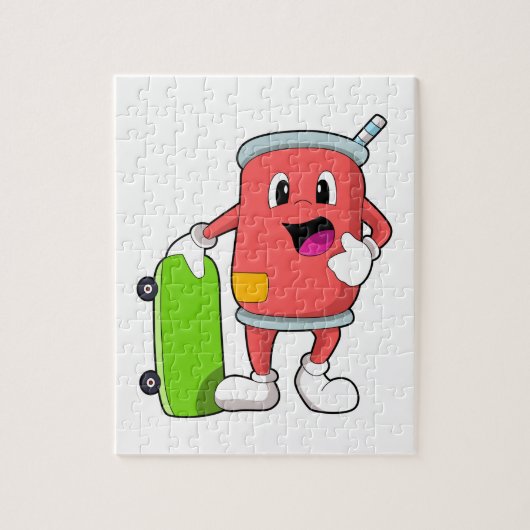 Kan als Skater met Skateboard Legpuzzel (Verticaal)