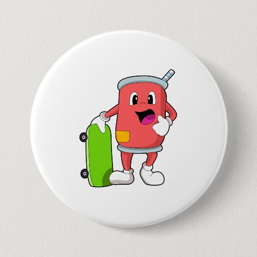 Kan als Skater met Skateboard Ronde Button 7,6 Cm (Voorkant)