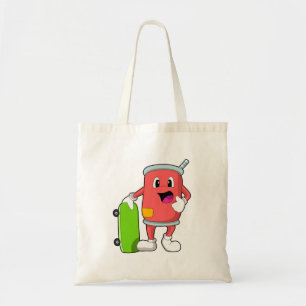 Kan als Skater met Skateboard Tote Bag