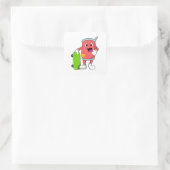 Kan als Skater met Skateboard Vierkante Sticker (Tas)