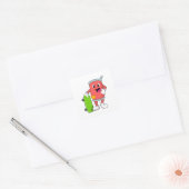 Kan als Skater met Skateboard Vierkante Sticker (Envelop)