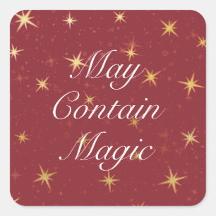 Kan bevatten Magic Red & Faux Gold folie sterren Vierkante Sticker