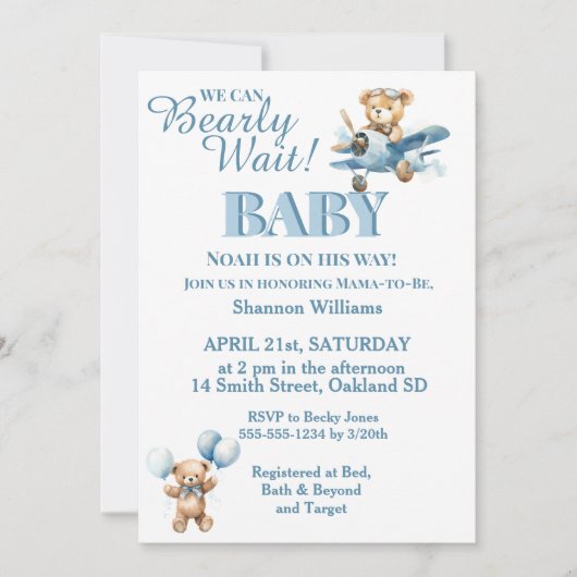 Kan bijna niet wachten- Knuffel Teddybeer in Vlieg Kaart (Voorkant)