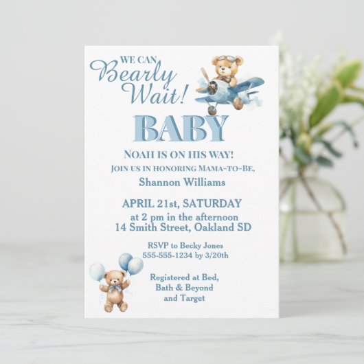 Kan bijna niet wachten- Knuffel Teddybeer in Vlieg Kaart (Staand voorkant)