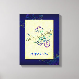 Kan de Griekse Vintage Verpakte Kunst Seahorse van Canvas Afdruk