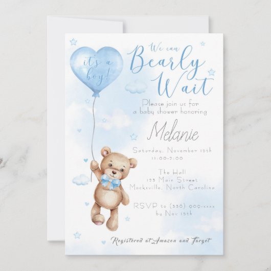 Kan de Uitnodiging van het Baby shower Barly Wacht (Voorkant)