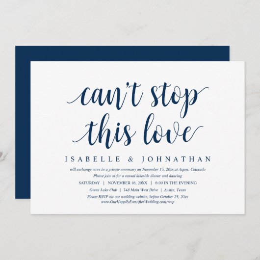 Kan deze liefde, weddenschap met Elopement Inv nie Kaart (Voorkant / Achterkant)