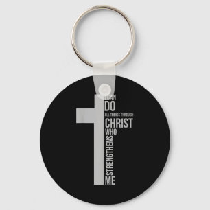 Kan dingen doen door Christus die het kruis verste Sleutelhanger