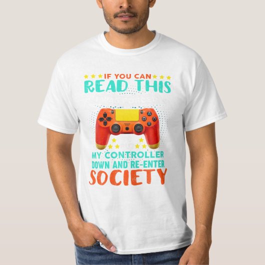 Kan dit grappige videogame lezen t-shirt (Voorkant)