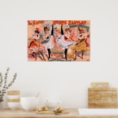 Kan een dansende meiden met een tintage poster (Keuken)