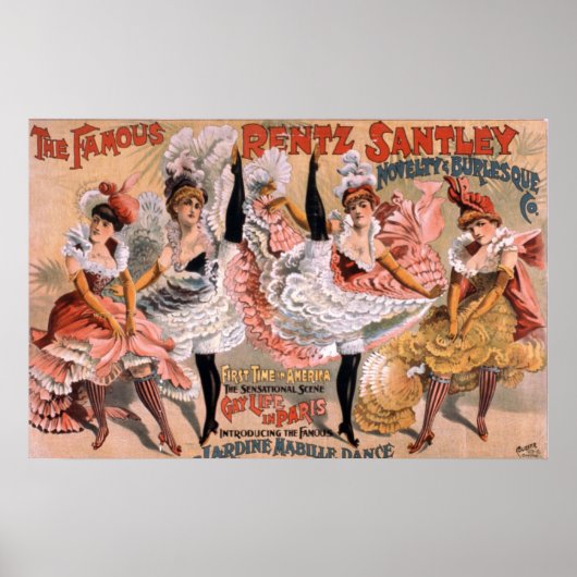 Kan een dansende meiden met een tintage poster (Voorkant)