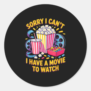 Kan film niet kijken film eten nacht snack ronde sticker