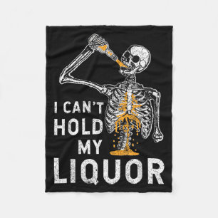 Kan geen drankje vasthouden Funny skelet Halloween Fleece Deken