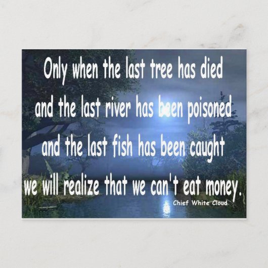 Kan geen geld eten briefkaart (Voorkant)
