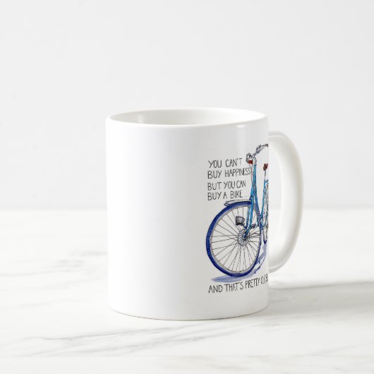 Kan geen geluk kopen, blauwe fiets koffiemok (Voorkant rechts)