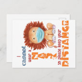 Kan geen Masker Draag - Lion Briefkaart (Voorkant / Achterkant)