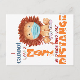 Kan geen Masker Draag - Lion Briefkaart