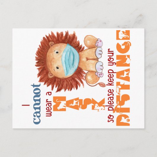 Kan geen Masker Draag - Lion Briefkaart (Voorkant)