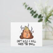 Kan geen muurhanden te kleine grappige antitrommel briefkaart (Staand voorkant)