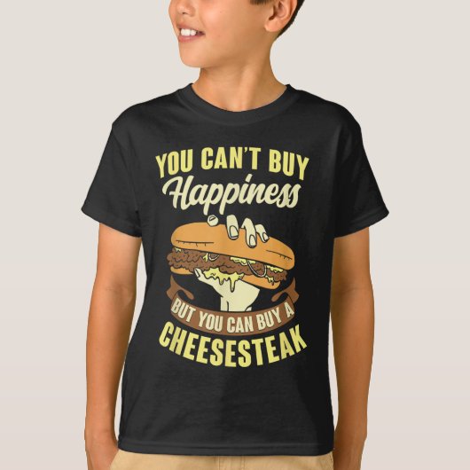 Kan geluk niet kopen Koop een cheesesteak T-shirt (Voorkant)