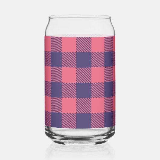 Kan Glas Heet Roze Magenta Indigo Buffalo Plaid (Voorkant)