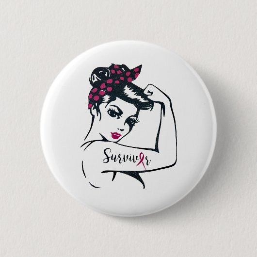 Kan het genezen Rosie Riveter overlevende van bors Ronde Button 5,7 Cm (Voorkant)
