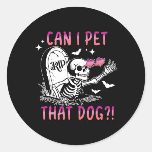 Kan ik dat hondenskelet Halloween aaien? Ronde Sticker