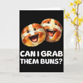 Kan ik die broodjes pakken_ Grappige Pasen Hot Cro Kaart (Gele Bloem)