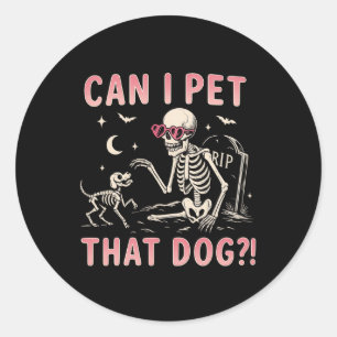 Kan ik die hond een grappig skelet geven Halloween Ronde Sticker