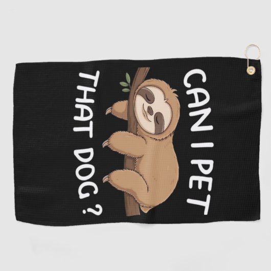 Kan ik die hond een grappige luiaard aaien voor he golfhanddoek (Horizontaal)