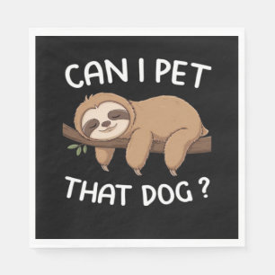 Kan ik die hond een grappige luiaard aaien voor he servet
