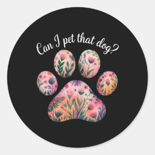 Kan ik die hond Waterverf bloemenpoot afdrukken vo Ronde Sticker