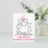 Kan ik een Kus Cute Couple-ontwerp lenen Briefkaart (Staand voorkant)