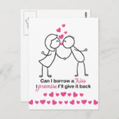 Kan ik een Kus Cute Couple-ontwerp lenen Briefkaart (Voorkant / Achterkant)