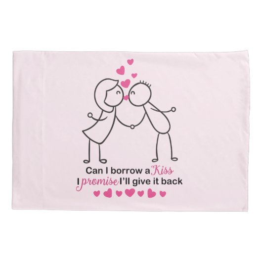Kan ik een Kus Cute Couple-ontwerp lenen Kussensloop (Achterkant)