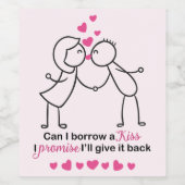 Kan ik een Kus Cute Couple-ontwerp lenen Wijn Etiket (Enkel label)