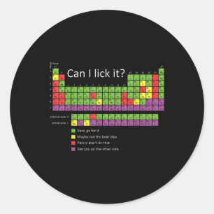 Kan ik het leuk vinden Periodiek Tabel van Chemisc Ronde Sticker