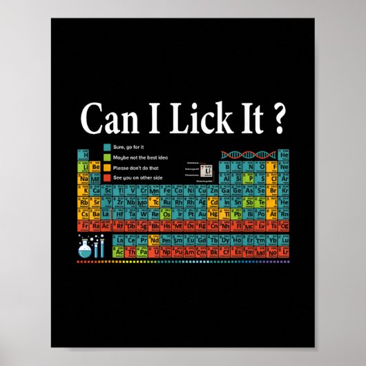 Kan ik het likken Periodic Table Teacher Student K Poster (Voorkant)