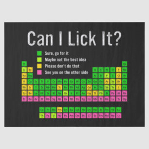 Kan ik het likken Periodic Table Teacher Student K Tissuepapier