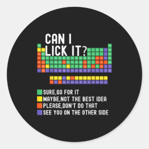 Kan ik het oplikken Periodiek systeem Grappige wet Ronde Sticker