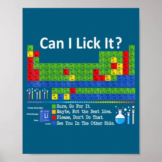 Kan ik het Periodiek Systeem Grafiek Likken Wetens Poster (Voorkant)