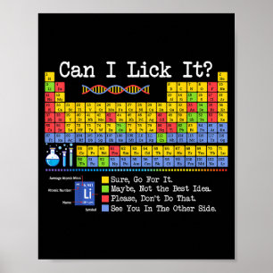 Kan ik het periodiek systeem likken Funny Wetensch Poster
