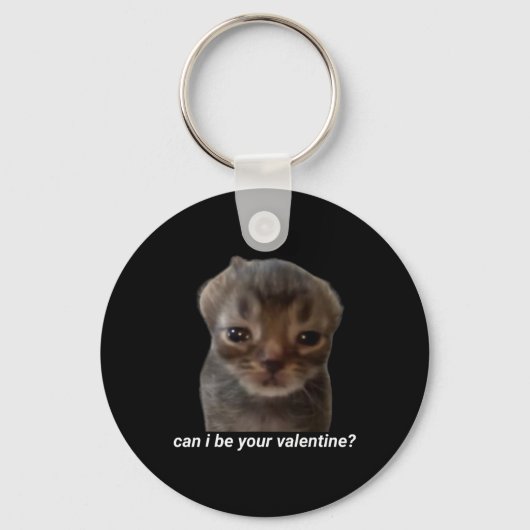 Kan ik je Valentijn zijn Funny Cat Meme Brainrot G Sleutelhanger (Voorkant)