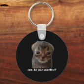 Kan ik je Valentijn zijn Funny Cat Meme Brainrot G Sleutelhanger (Voorkant)