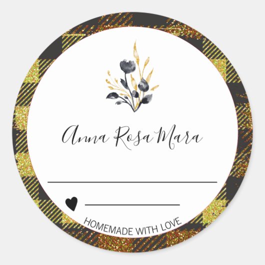 *~* Kan Jam Buffalo Gingham AP30 Homemade Ronde Sticker (Voorkant)