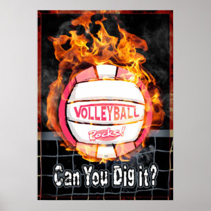 Kan je het laten branden met roze volleybal poster
