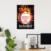 Kan je het laten branden met roze volleybal poster (Thuiskantoor)