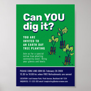 Kan je het 'tree plant event day Promo' graven? Poster